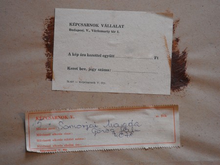 Somorjai Magda - Görög falu - festmény hátoldala - Képcsarnok címke